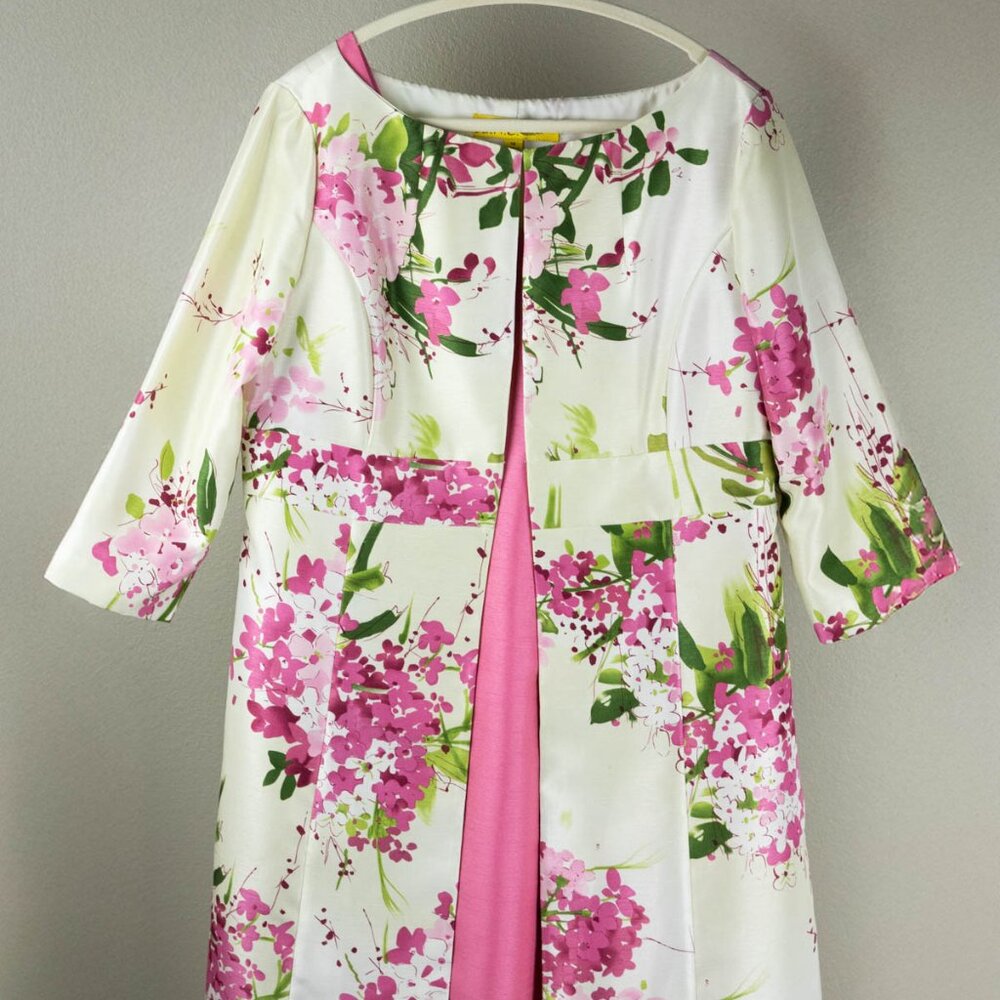 Clarie 2-Piece Floral Spring Mother of the Bride Set | Dress & Coat | Size 14